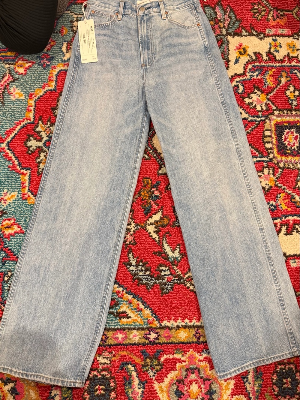 Denim Forum Wide-Leg High-Rise Women's Jeans - Light Wash Blue size 26